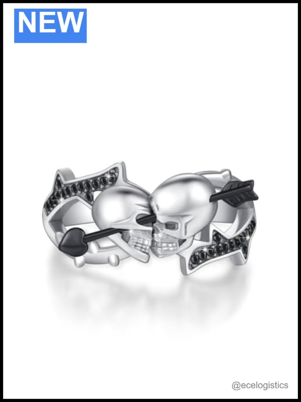 925 Sterling Silver Adjustable Skull Ring Gothic Statement Jewelry